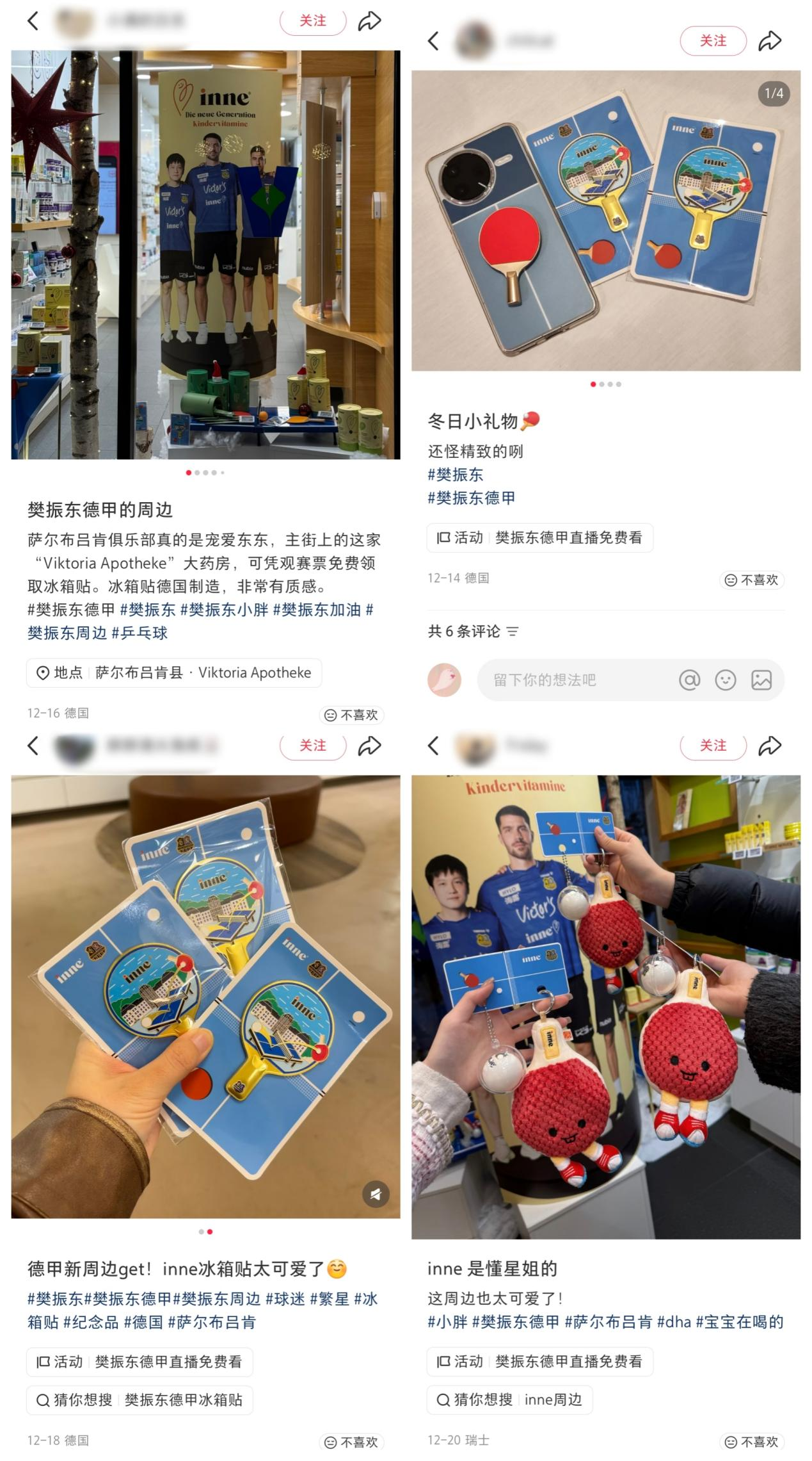 不少球迷在社交平台晒出inne与萨尔布吕肯乒乓球俱乐部的联名周边